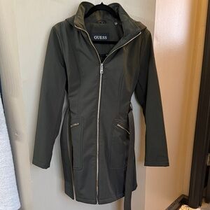 GUESS Olive Green Long Zip Trench Coat